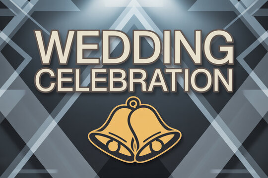 Elegant wedding celebration announcement with golden bells and modern geometric background for invitations, cards, banners, and romantic event designs - Powered by Adobe