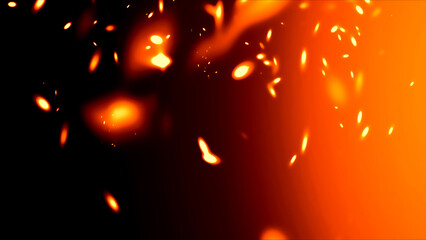 Floating embers sparks black background. Opacity or screen mode usage for overlay