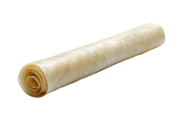 Hand-rolled rice paper wrap with ingredients isolated on transparent background