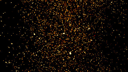 Floating embers sparks black background. Opacity or screen mode usage for overlay