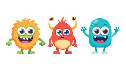 Obraz premium Cute Cartoon Monster Characters Set .vector icon.3D cute monster png cut out element set 