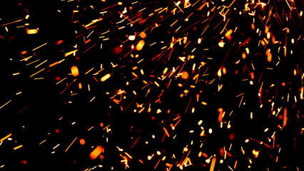 Floating embers sparks black background. Opacity or screen mode usage for overlay
