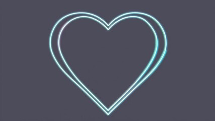 Neon heart outline pulses with a clean minimal glow, twin cyan lines forming a smooth looping shape on a dark surface. Subtle light rhythm creates a modern futuristic mood for love graphic themes.