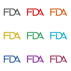 FDA approved  icon isolated on white background. Set icons colorful