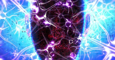 Human Mind Representation With Glowing Neurons and Data Points. Neural Network and Artificial Intelligence related 3D Concept. - Powered by Adobe