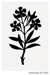 Oleander silhouette illustration. Minimalist art botanical poster template. Trinket design element. NOT AI generated