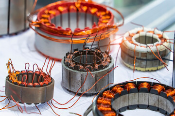 copper coils inside electric motor,Rotor of electric motor with Robotic and Automation system control application in factory