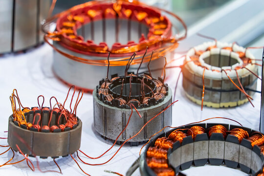 copper coils inside electric motor,Rotor of electric motor with Robotic and Automation system control application in factory