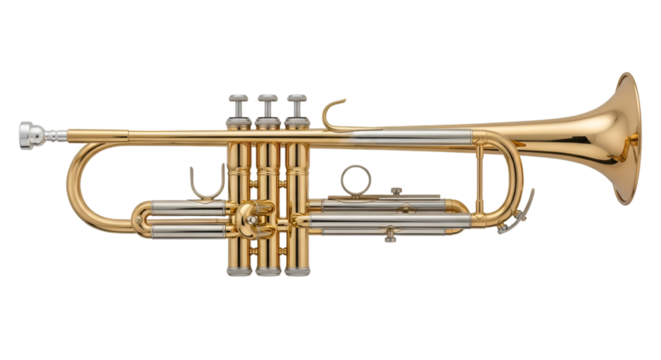 Gold and Silver Trumpet Musical Instrument brass instrument - Powered by Adobe