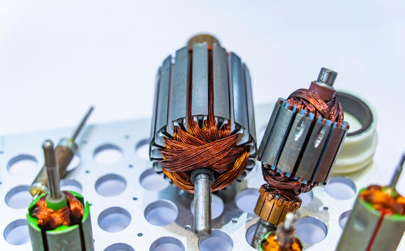Rotor of electric motors on metal background