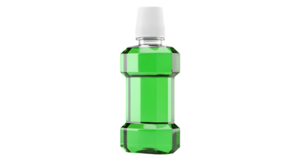 Green Mouthwash Bottle with White Cap oral hygiene