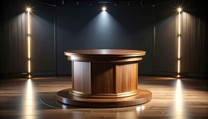 Dramatic Podium Stage with Spotlight and Dramatic Lighting