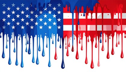 Dripping American Flag Paint - Patriotic Stars & Stripes Abstract