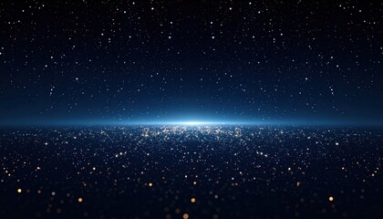 Futuristic Sci-Fi Starfield Horizon with Glowing Particles and Ligh...
