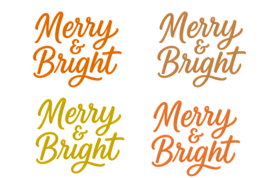 Merry and Bright Christmas Text Design, Isolated on transparent background, png