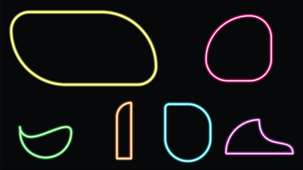 Colorful neon shape elements glowing on a black background vector illustration design