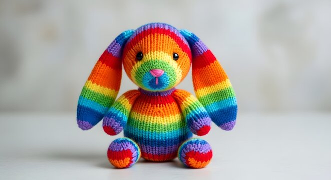 Colorful bunny object with funny chicken face decoration for child holiday celebration art