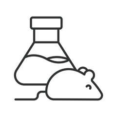Preclinical test icon in line design. preclinical test, laboratory mouse, animal study, experimental model, substance testing on white background vector. Preclinical test editable stroke icon