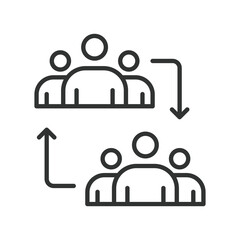 Comparison group icon in line design. comparison group, control group, study arms, participant allocation, random assignment on white background vector. Comparison group editable stroke icon