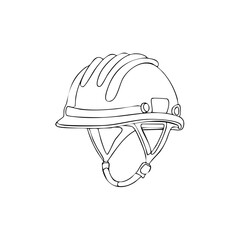 Naklejka premium Contour illustration of construction safety helmet, personal protective equipment for builder or worker