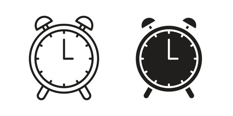Alarm clock icon in minimal flat, stroke style. suitable for graphic designs