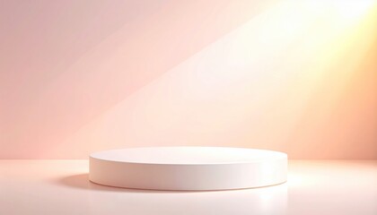 Minimalist White Podium Display Stage with Soft Light and Shadows