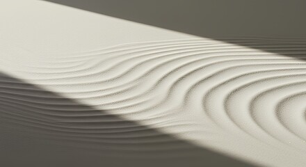 Minimalist Sand Dunes with Shadows and Textured Ripples in Natural Environment
