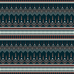 Seamless geometric tribal pattern with ethnic shapes, bold contrast, and modern boho textile design.