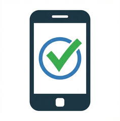 2D Mobile phone with checkmark icon