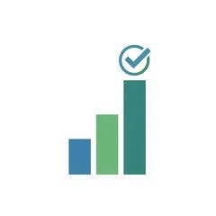 2D Bar chart with checkmark icon