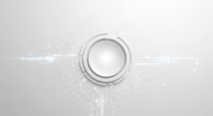 White abstract technology background with central button