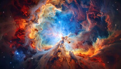 Vibrant Cosmic Nebula with Stars and Galactic Clouds