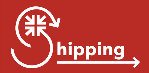 In and out and on the road is the message of this logo or lead art design about shipping. Arrows are featured in this vector illustration.