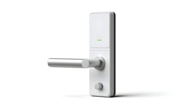 Sleek electronic smart door lock with a digital keypad for code entry and a brushed metal lever handle designed for enhanced home security and modern aesthetics