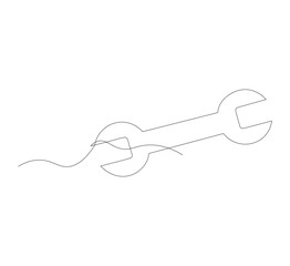 Obraz premium continuous line drawing Wrench on white background. Vector illustration. Flat design for business finance marketing banking advertising concept.