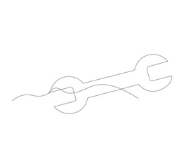 continuous line drawing Wrench on white background. Vector illustration. Flat design for business finance marketing banking advertising concept.