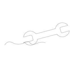 continuous line drawing Wrench on white background. Vector illustration. Flat design for business finance marketing banking advertising concept.