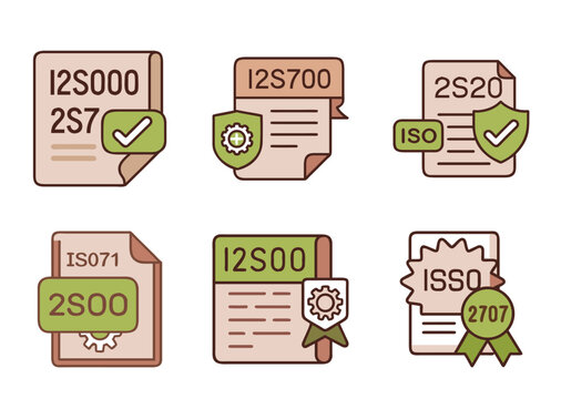 Various certifications including ISO standards represented with icons on a white background