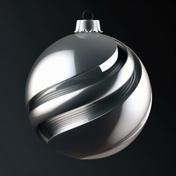 Pallina natalizia in argento lucido con decorazioni