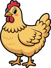 Naklejka premium Cute cartoon hen standing, farm animal character design element