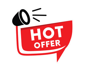 Hot offer, bubble icon for business announcement concept. Vector eps symbol.