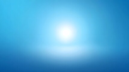 Fototapeta premium Abstract digital backdrop with a soft blue gradient from a bright white central light source suggesting a clean ethereal studio space or atmospheric illumination