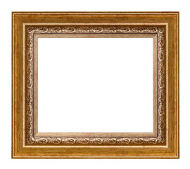 Old style vintage golden frame isolated on a white background