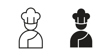 Chef icon in minimal flat, stroke style. suitable for graphic designs