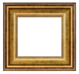 Old style vintage golden frame isolated on a white background