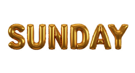 Golden Sunday Balloons Text on Black Background word isolated on a transparent background