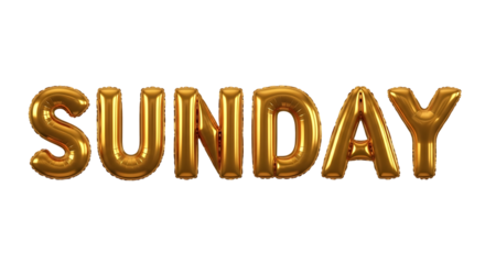 Golden Sunday Balloons Text on Black Background word isolated on a transparent background