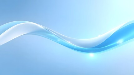 Fototapeta premium This abstract visual features a dynamic flowing wave of translucent blue and white light against a soft gradient background evoking a sense of clean energy and serene movement