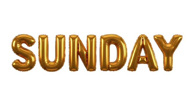 Golden Sunday Balloons Text on Black Background word isolated on a transparent background - Powered by Adobe
