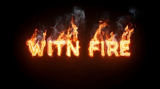 Bold text WITN FIRE rendered in fiery orange and red with smoke effects set against a stark black background